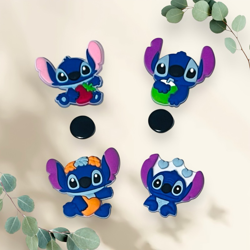 Kit Charm Aplique Emborrachado 4 Pin Babuche Stitch Verão