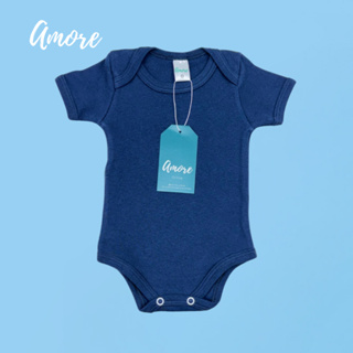 Body Manga Curta Azul Marinho Suedine - 100% Algodão em Oferta na Shopee