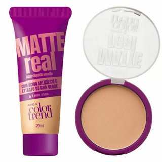 Kit Base e Pó Bege Médio Avon Colortrend Matte Real
