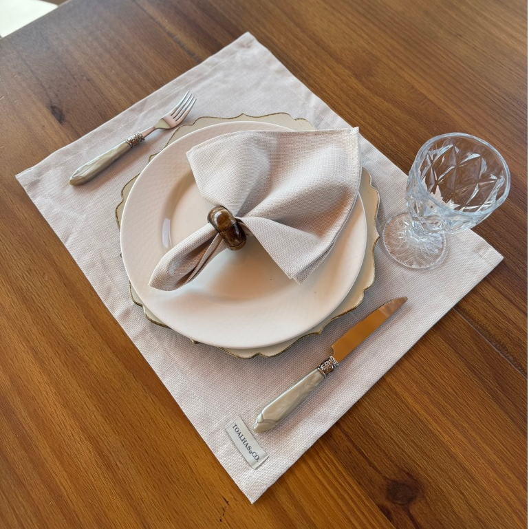 Kit Jogo americano em algodão 6 peças + 6 guardanapos em algodão para Mesa Posta em Oferta na Shopee