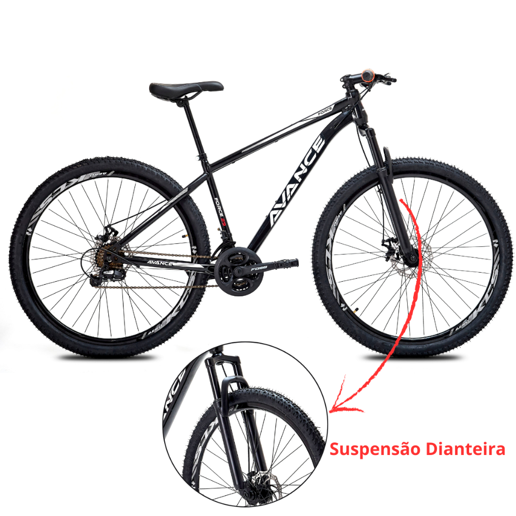 Kit Bicicleta Bike MTB Avance Aço Susp. Aro 29 24v Tam. 17 - Freio a Disco (NV) - Sports & Outdoors
