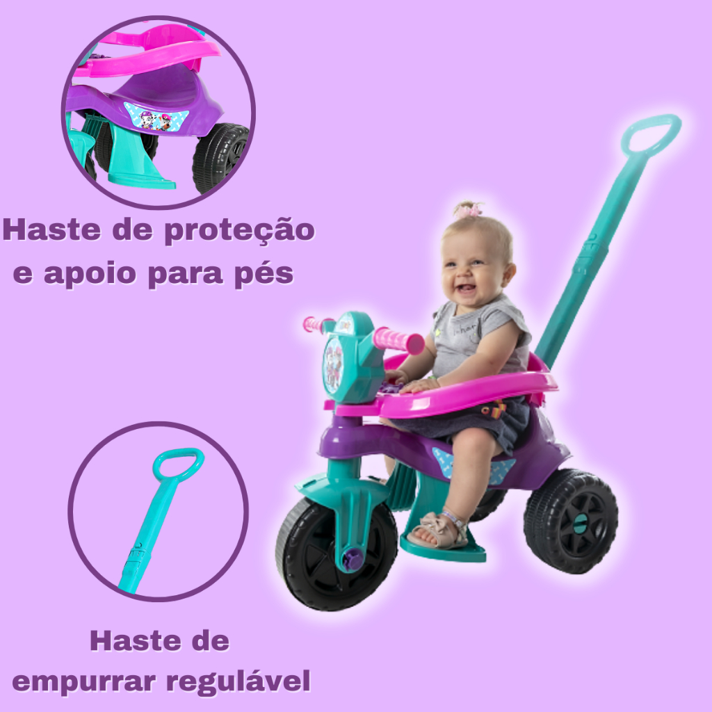 MEP Triciclo MOTOCA Infantil TOTOCA até 16kg KEMOTOKA Baby DOG Roxo Para Crianças +12m Kendy Brinquedo