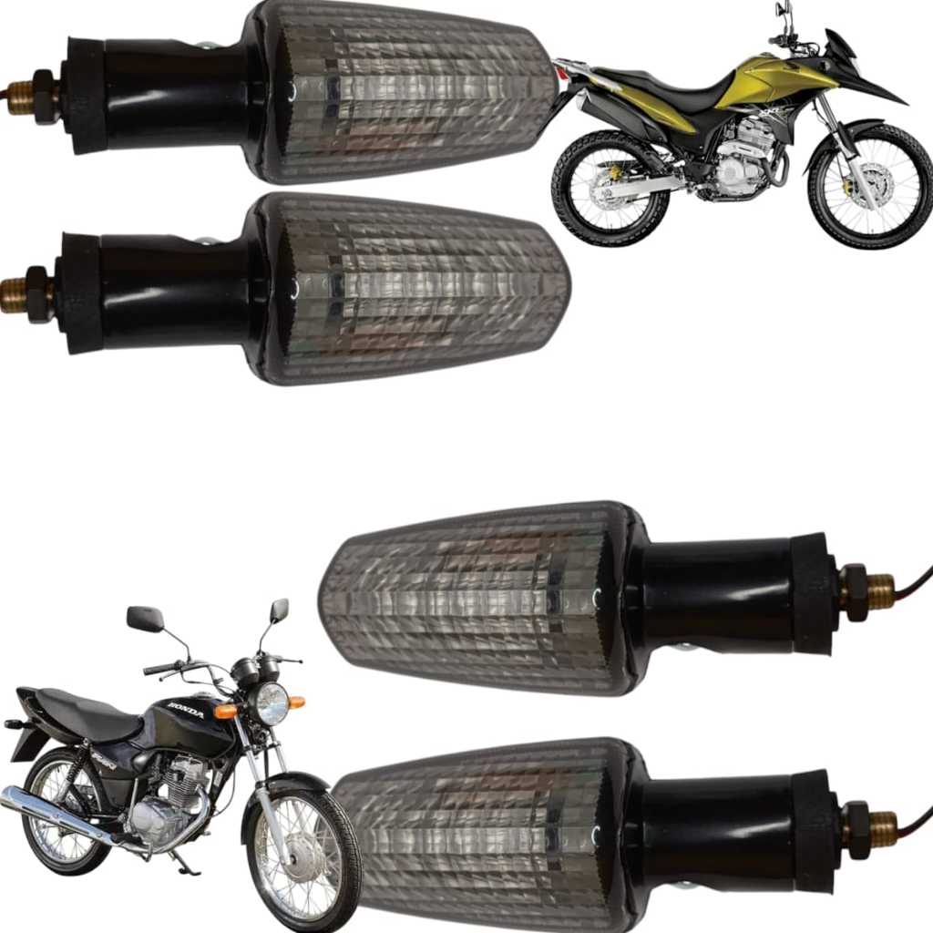 4 Pisca Seta Sinaleira Cg Titan 125 2000 a 2008 Titan 150 2004 a 2008Xre 300 2009 2010 Fume Cinza