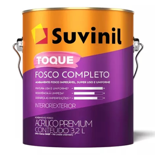 Tinta Acrílica Suvinil Toque Fosco Completo 3,2 L- Cores– (Produto Personalizado) em Oferta na Shopee