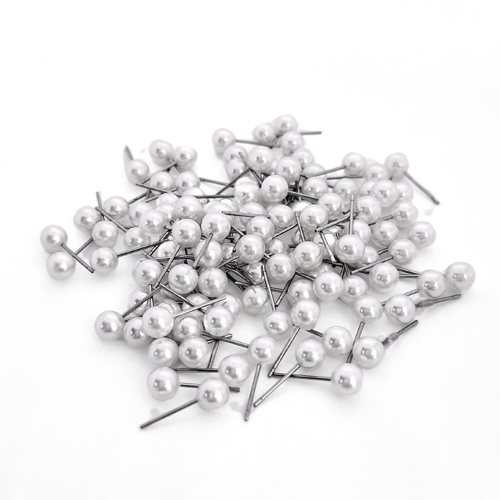 Kits de Brinco de Perola com Tarraxa – 100 Pares 6mm 8mm Branco ou Creme em Oferta na Shopee