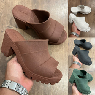 Tamanco Salto Bloco Liso Meia Pata Feminino Confortável Blogueiras em Oferta na Shopee