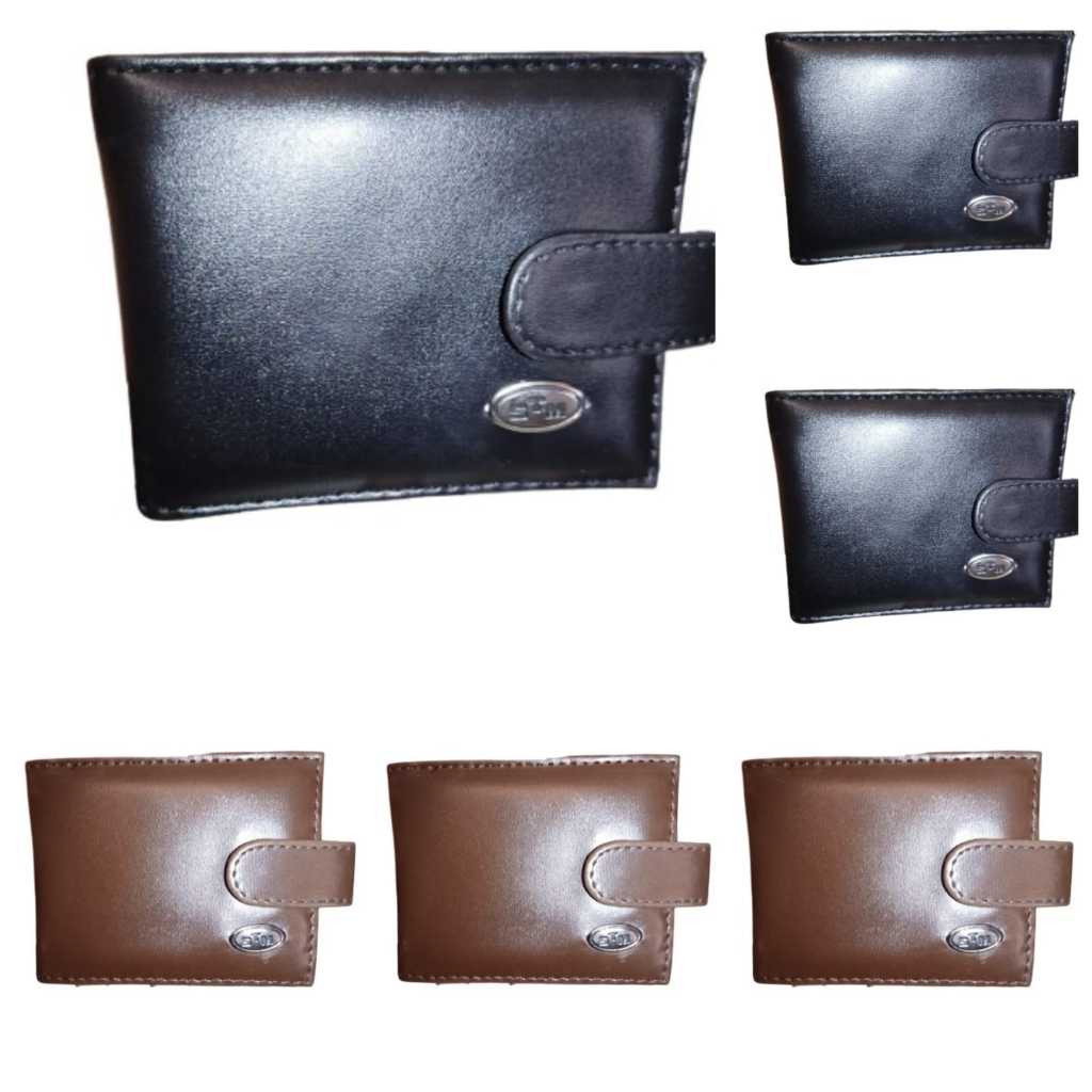 kit com 6 carteira masculina grande fecho botao revenda oferta