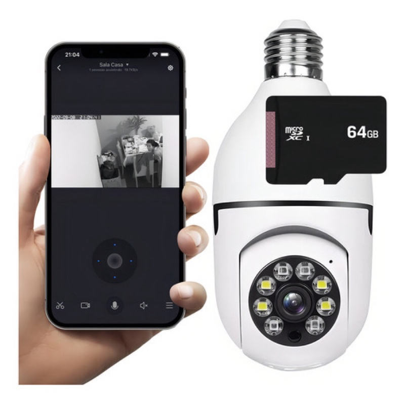 Câmera Lâmpada Segurança Wifi Ip Visão Noturna Cartão 64gb Cor Câmera Lâmpada Branca — R$ 129,00 em Shopee
