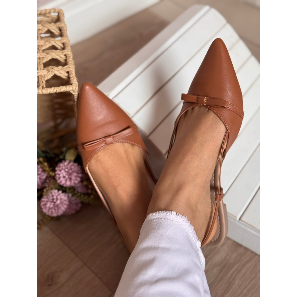 Sapatilha Feminina Milli Slingback Elegante Moderno Laço