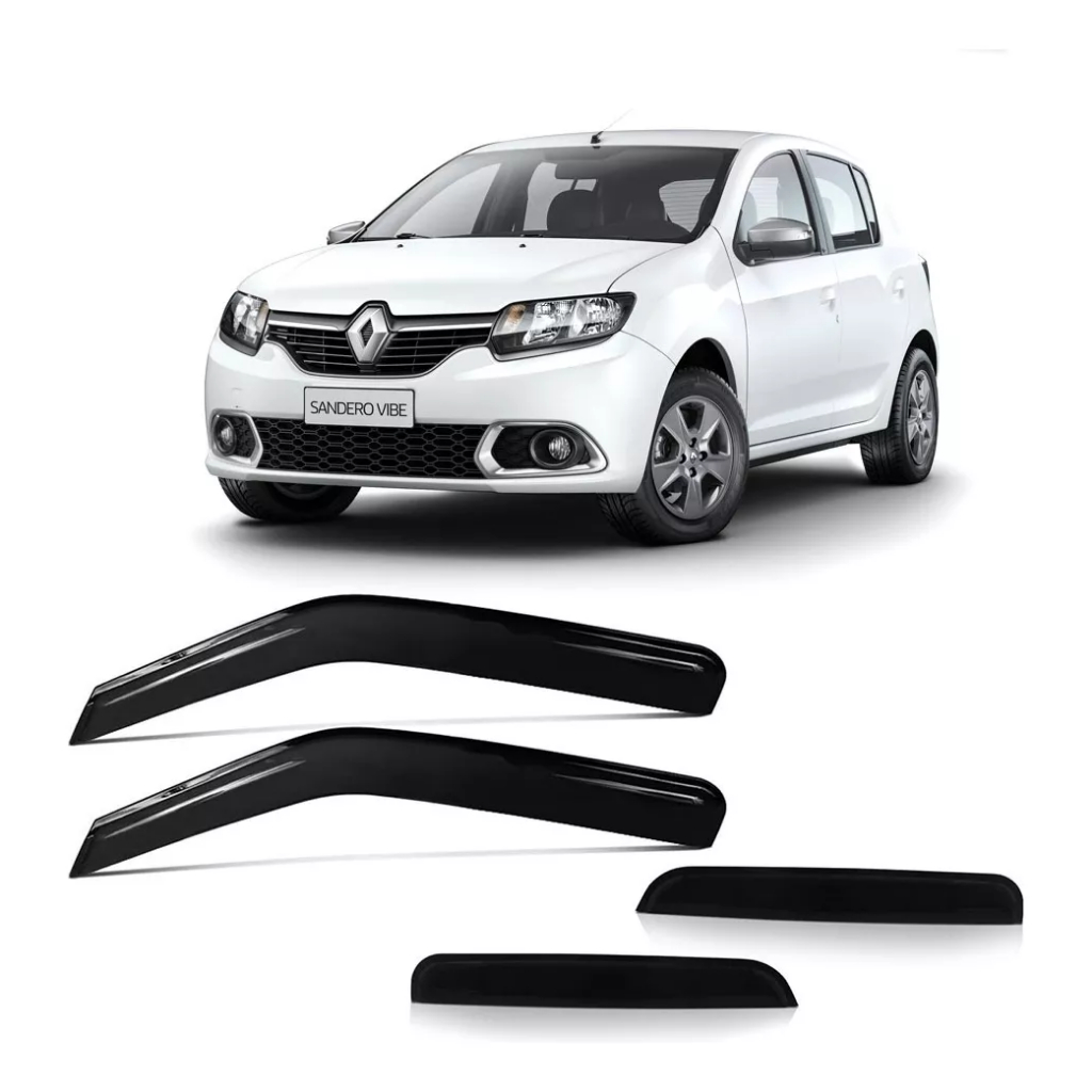 Jogo Calha de Chuva Defletor Renault Sandero 2014 a 2025 4p