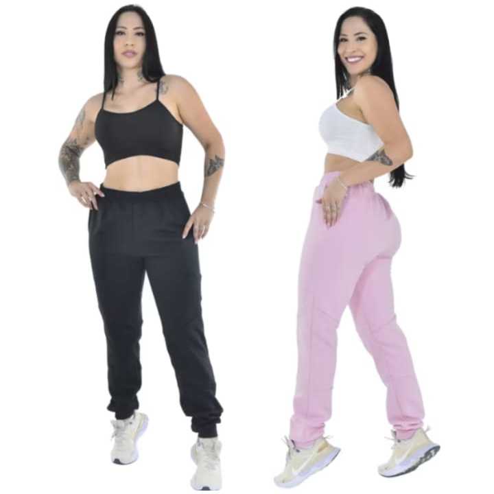03 KIT Calça Jogger de Moletom  Flanelado Grosso Quentinha \MODA INVERNO\PELUCIADO\FEMENINA