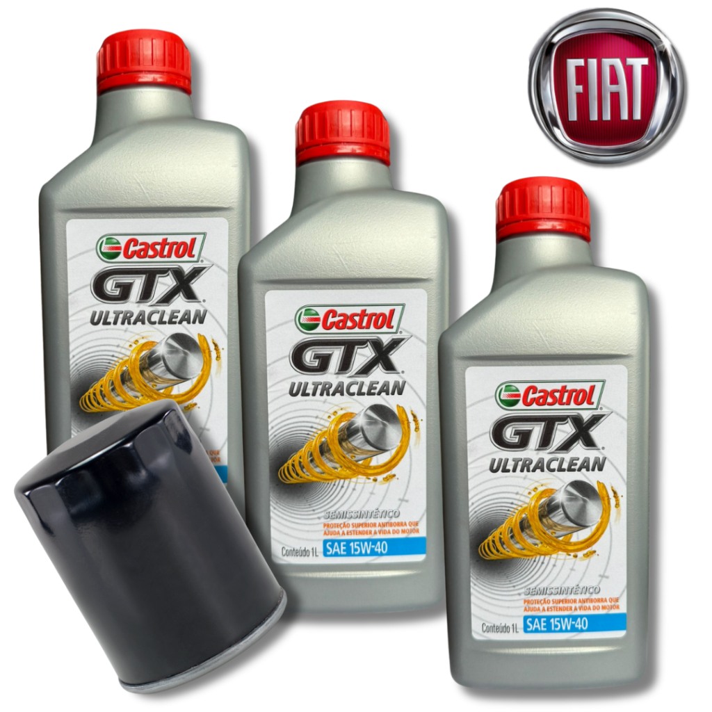 KIT 3L ÓLEO CASTROL GTX 15W40 SL ULTRACLEAN + 1 FILTRO FIAT
