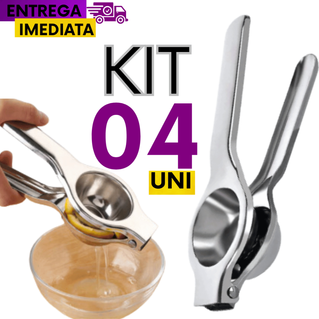Kit 04 Espremedor Chef Gourmet De Limão Aço Inox Maciço Super Forte Resistência Durabilidade