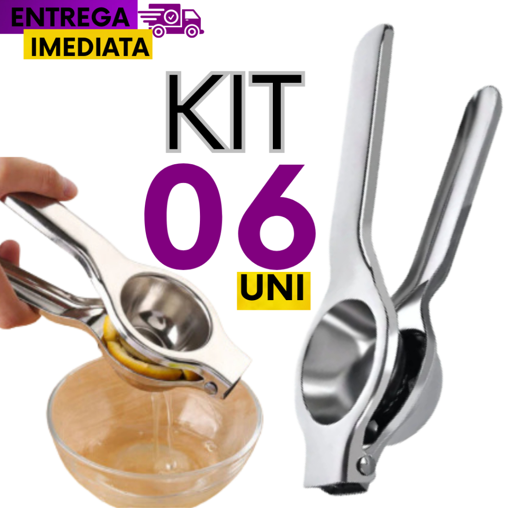Jogo 06 Espremedor Chef Gourmet De Limão Aço Inox Maciço Super Forte Linha Premium