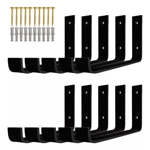 Kit com 10 Suporte Mão Francesa Invertida Ferro Reforçado Vários tamanhos Suporta até 10kg