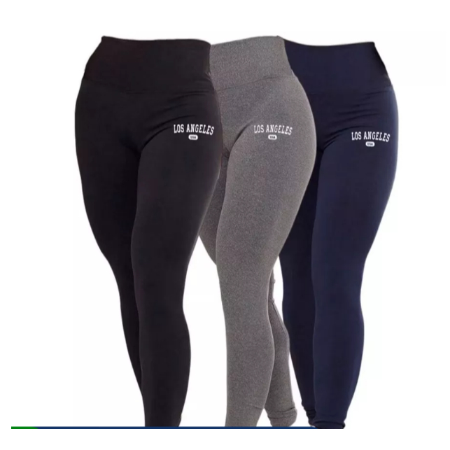 Kit 3 Calças Legging Leg Cintura Alta Suplex Moda Feminina  Academia Los Angeles em Oferta na Shopee