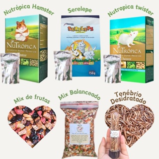Combo/kit alimentação, NUTRÓPICA HAMSTER+Serelepe, nutrópica Twister, mix de frutas, proteína, mix de grãos e sementes em Oferta na Shopee