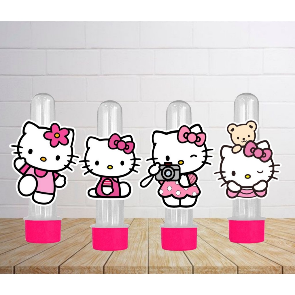 Apliques de Aniversário para Tubetes Hello Kitty - Tags - Lembrancinhas - Festa Infantil - Papelaria Personalizada