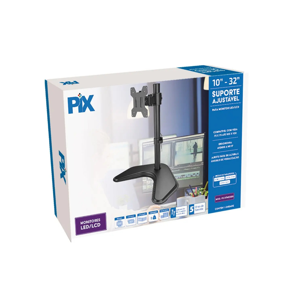 Suporte Articulado Monitor PC Computador Ajustável 4 Posições 10 - 32 Pol. De Mesa Prático Eficiente — imagem 2 de 2