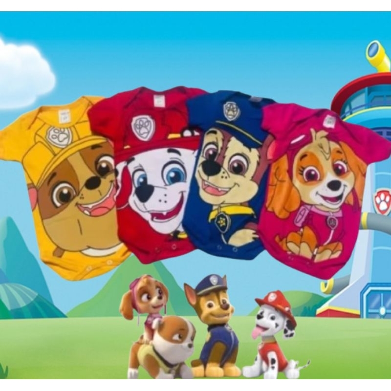 Body Temático Patrulha Canina Mesversario Bory Bori Bory Bodi Fantasia Skye, Marshall, Chase, Ruble, Zuma, Rocky