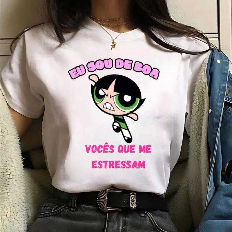 Camiseta T shirt Meninas Super Poderosas / Blusa Florzinha Camisa Feminina Para Mulheres Docinho Frases