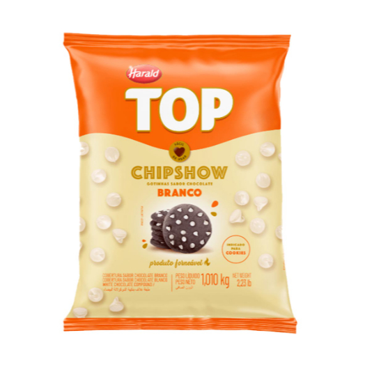 Gotas de Chocolate Branco  Forneáveis TOP Harald Chipshow - 1,050kg em Oferta na Shopee