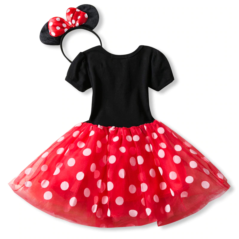 Vestido Fantasia Halloween Carnaval Minnie Minie + Tiara