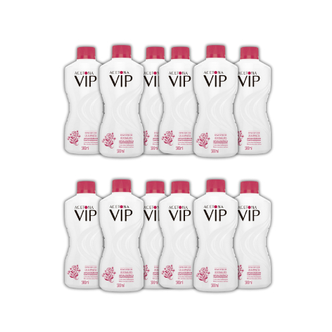 Kit com 12 unidade  Acetona Vip - Removedor de Esmaltes 500ml Hiporalergênico Profissional