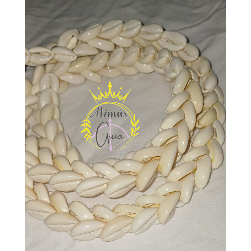 BRAJA DE BUZIOS 1,20 mt aberto 60 cm fechado, Braja de búzios branco escamado, guia umbanda