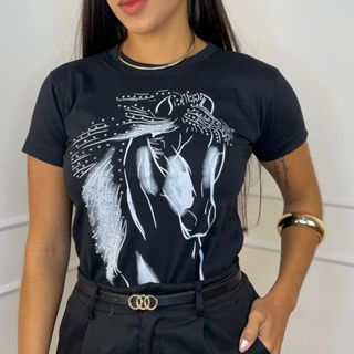 Camiseta Cavalo Texas Farm Baby Look Feminino Modelo Country Tendência 100% Algodão Promoção em Oferta na Shopee