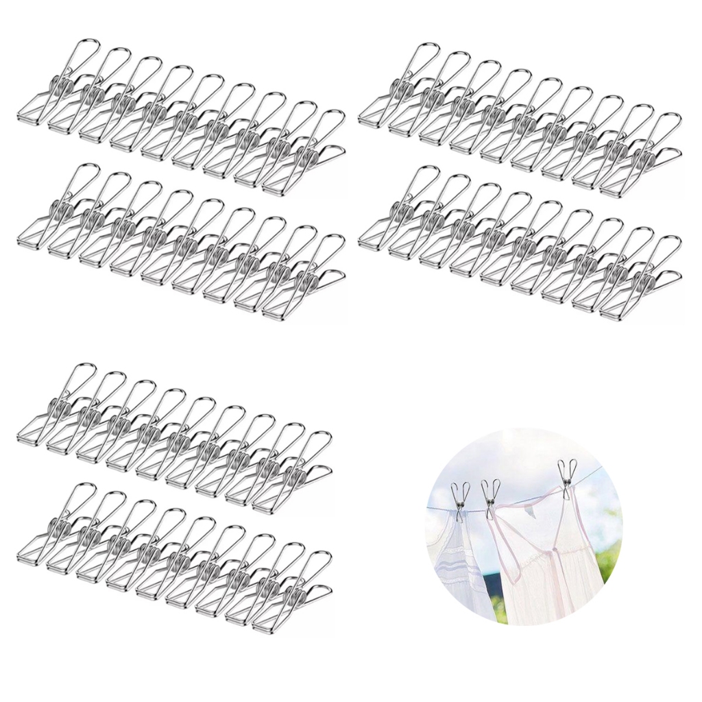 Kit 60 Prendedor De Roupa Inox Original Para Casa Cozinha em Oferta na Shopee