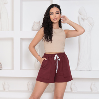 Shorts Femenino De Moletinho Premium Casual em Oferta na Shopee