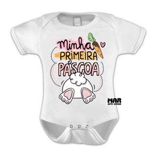 Body infantil Minha Primeira Páscoa - Menina - Menino em Oferta na Shopee
