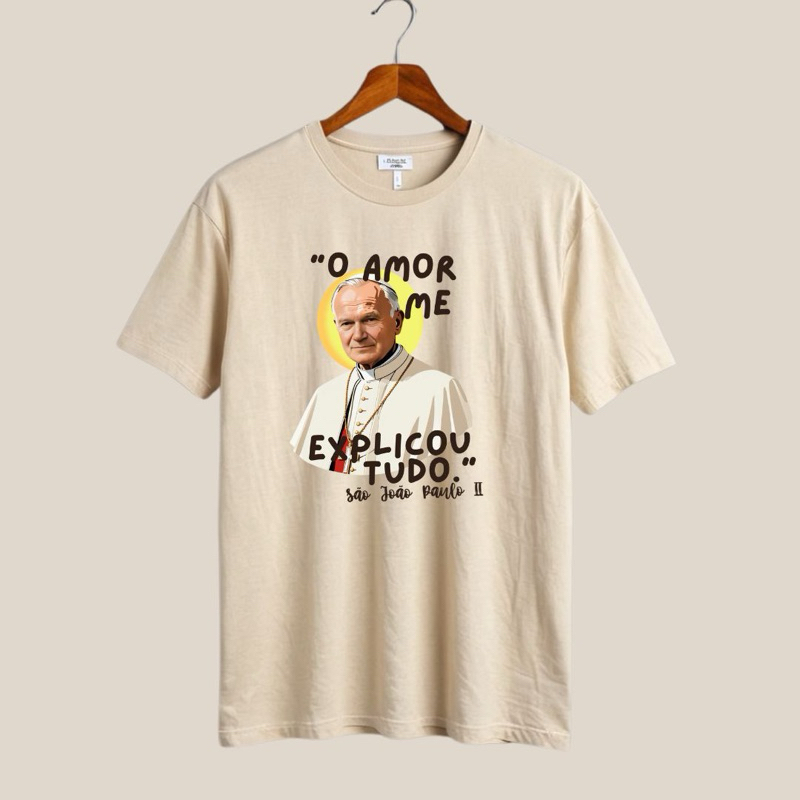 Camiseta Santo de Devoção - São João Paulo Santa Teresinha São Pio São Carlo Acutis - Adulto e Plus