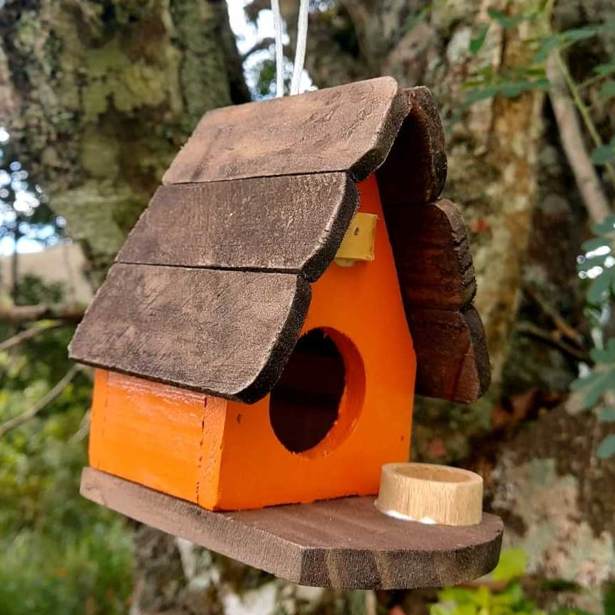 Mini Chalé de Passarinho Feito de Madeira  para Decoração - Casa - Decoração