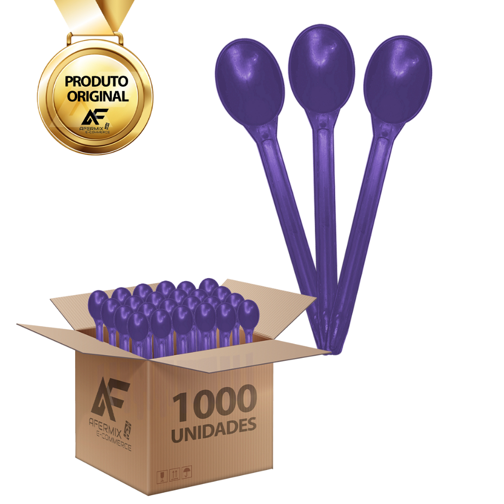 Colheres Descartável Roxa Sobremesas Inquebrável 1000un em Oferta na Shopee