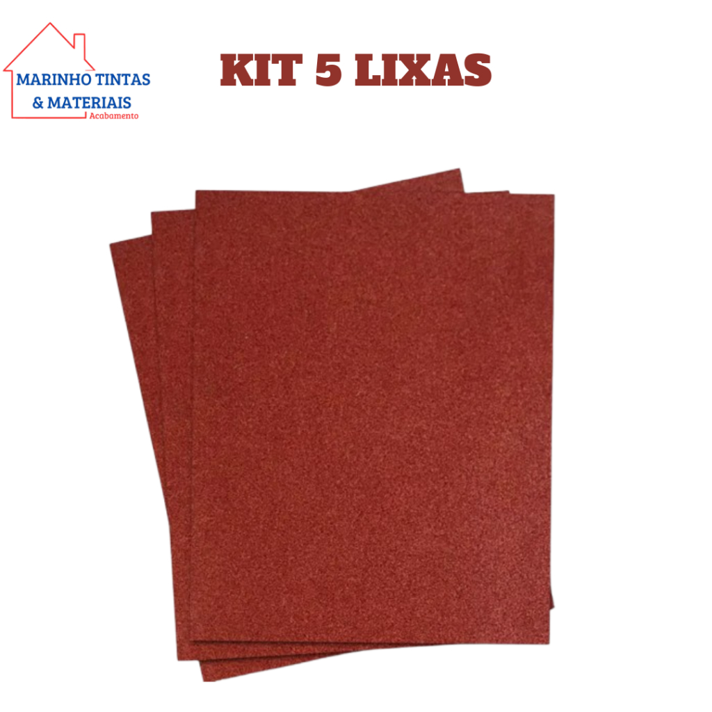 Lixa Para Massa Corrida Parede Reboco Gesso Madeira - Escolha a espessura pelo Grão - Kit 5 Undades