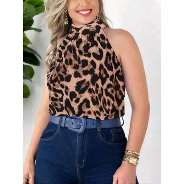 blusa Regata feminina Gola alta com amarração nas costas