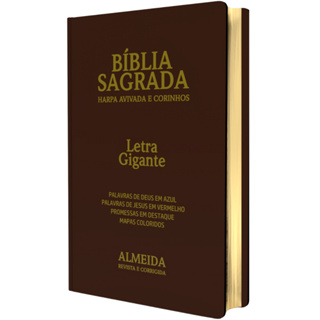 Biblia Sagrada Letra Grande | Harpa & Corinhos | RC | Luxo Marrom em Oferta na Shopee