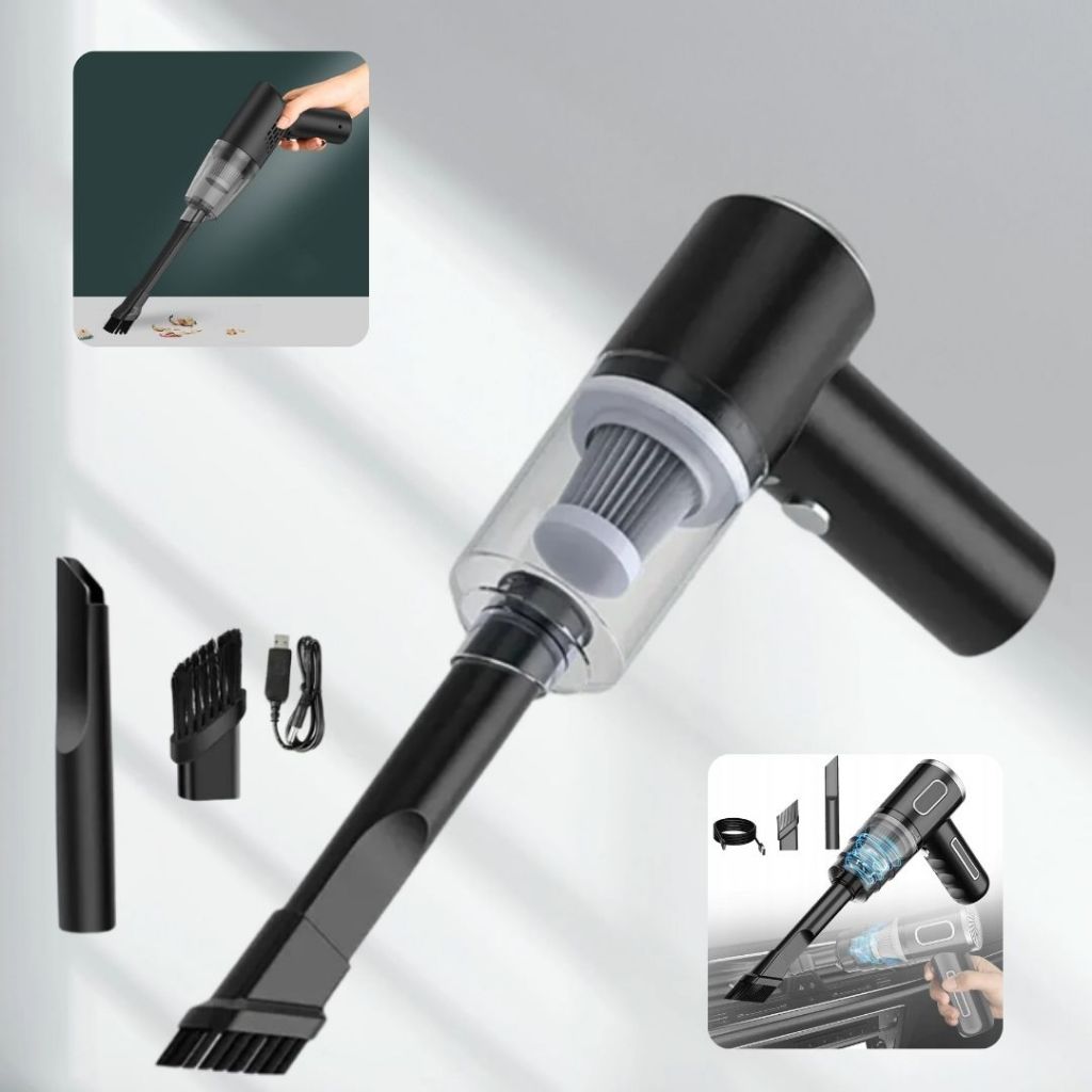 Aspirador de Pó USB Portátil Completo para Carro e Casa 2000mAh