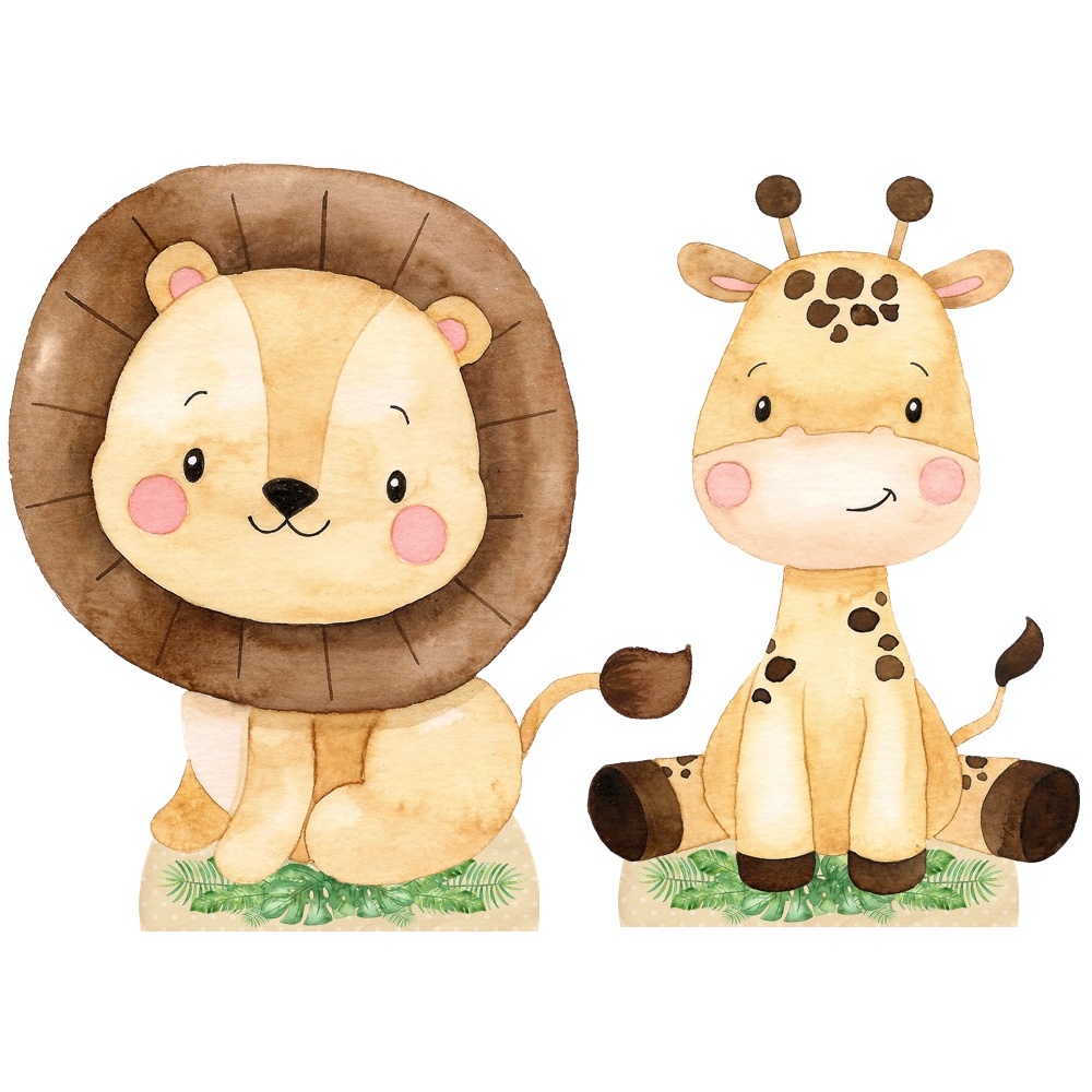 safari aquarela kit decoração de festa infantil 4 display de mesa 20cm em Oferta na Shopee
