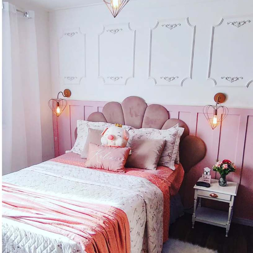 Cabeceira De Cama Modular Estofada Concha Solteiro - Home & Living