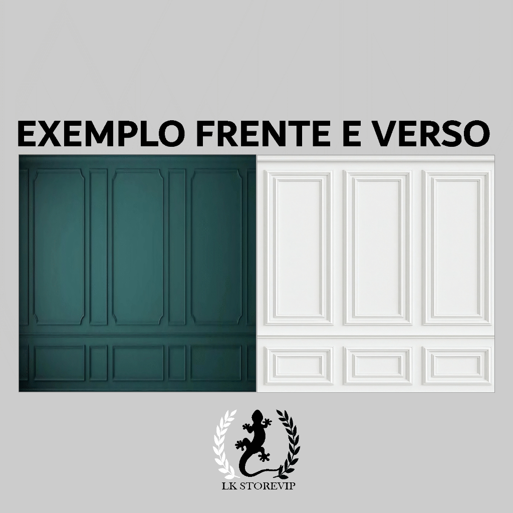 boiserie  quadro impressão dos 2 lados boiserie frente e verso verde escuro e branco premium 60x60