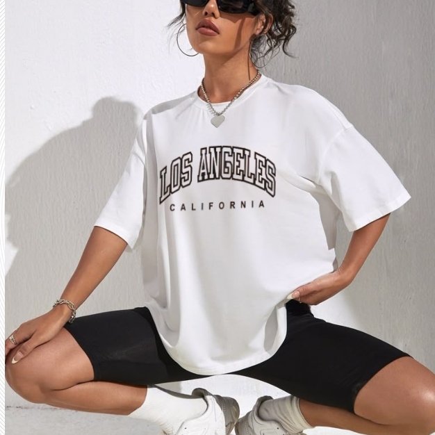 Camiseta Feminina Oversized Streetwear Los Angeles California