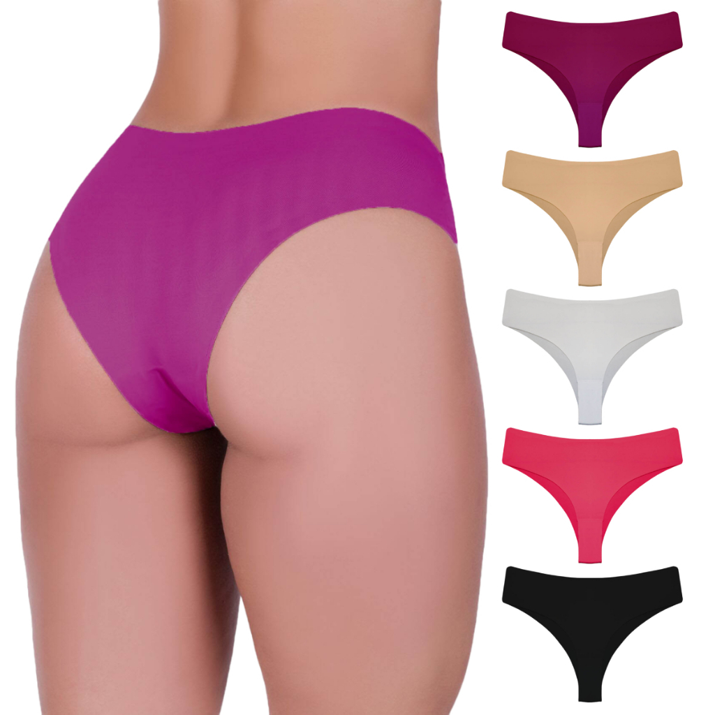Kit 5 Calcinha Tanga Laser Sem Costura Alta Qualidade Sortido - Women Clothes
