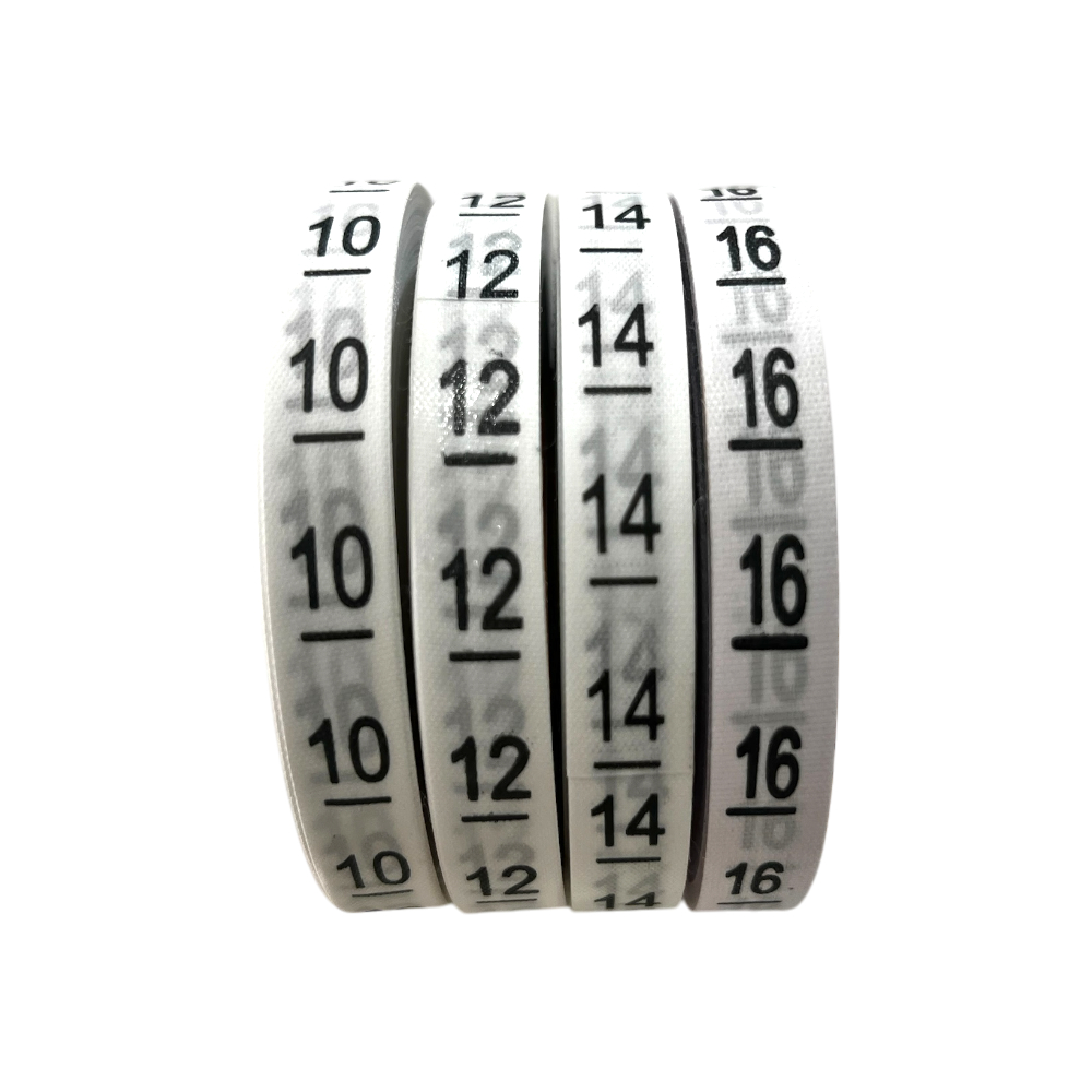 Etiquetas De Tecido Para Confecções - 10, 12, 14 e 16 - Kit 4 Rolos em Oferta na Shopee