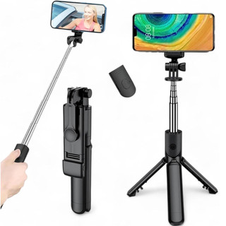 Bastão Pau de Selfie Tripé Retrátil Com Luz LED Controle Bluetooth Celular em Oferta na Shopee