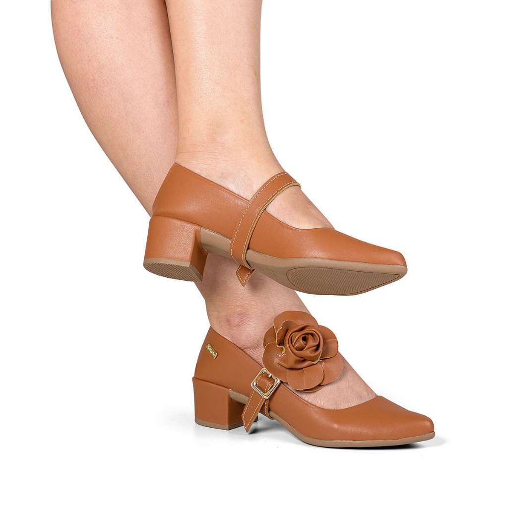 Scarpin Feminino Sapato Confortável Detalhe Flor Delicado Salto Baixo Grosso 34 a 40 Promoção Lançamento em Oferta na Shopee