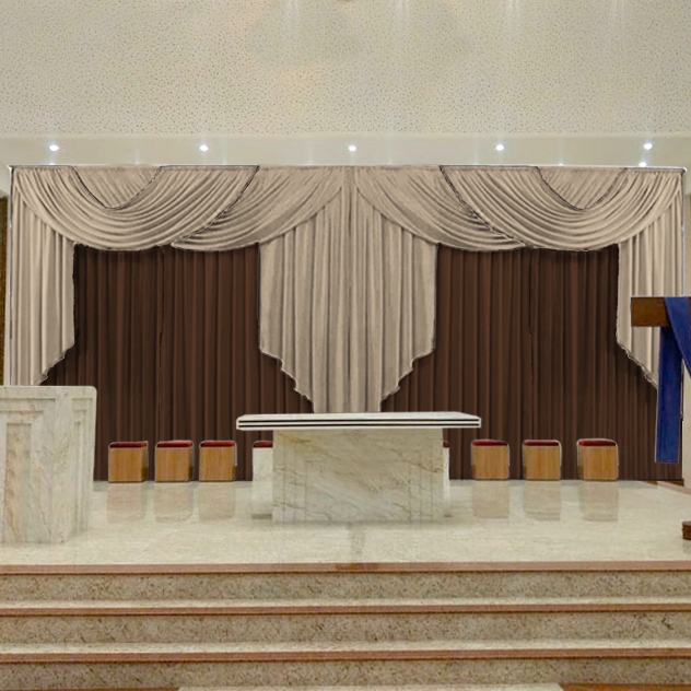 Cortina P/ Igreja Grande 9 Metros Eventos Festividade Púlpito Altar