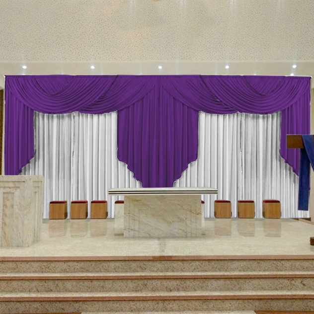 Cortina Igreja Púlpito Festividade 9Metros Requinte Cores